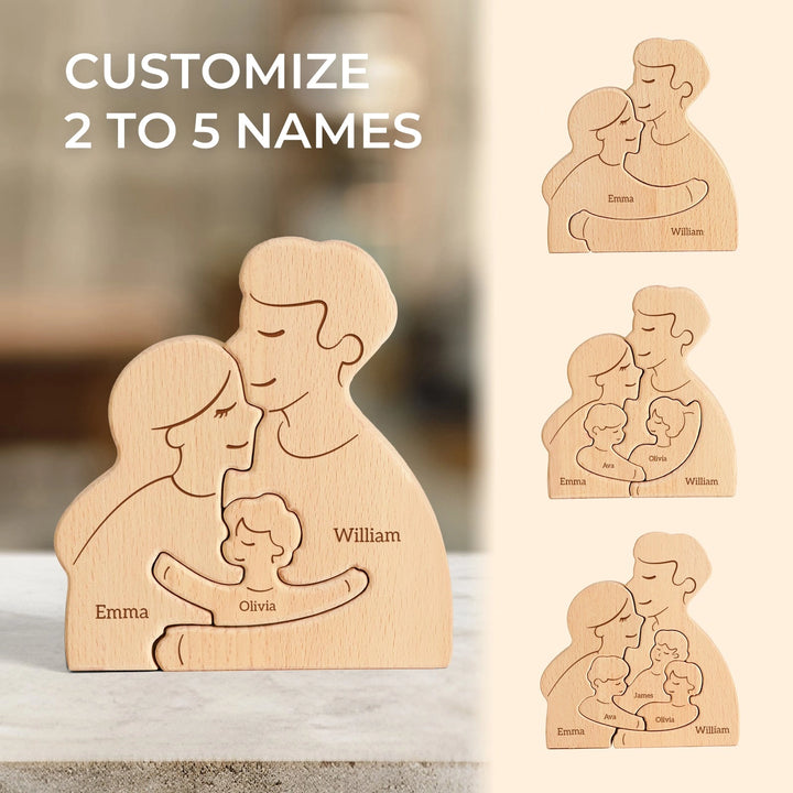 Personalized Wooden Family Puzzle – Custom Name Puzzle for 2–5 Family Members | Unique Birthday, Anniversary & Housewarming Gift