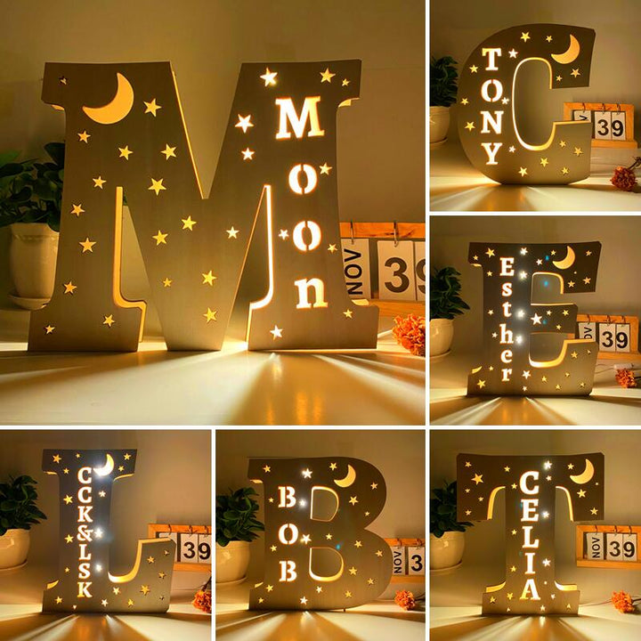 Personalized Wooden Letter Night Light Decoration