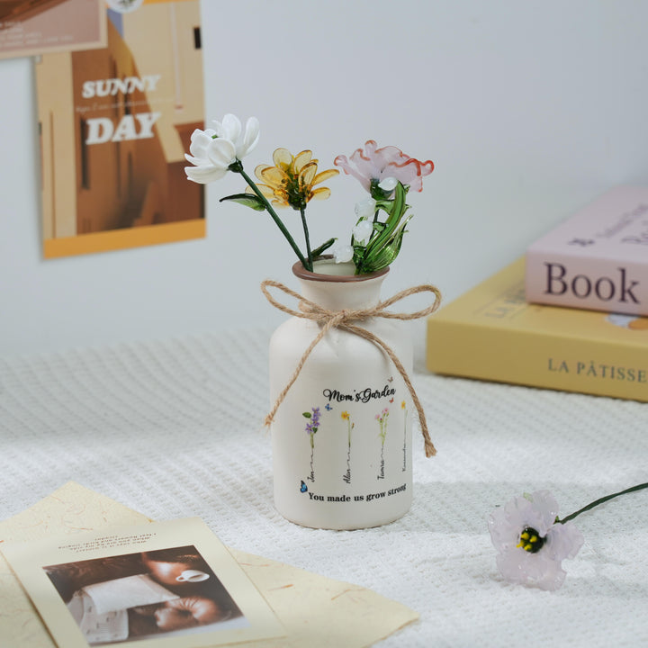 Personalized Mama's Garden Birth Flower Vase With Kids Name