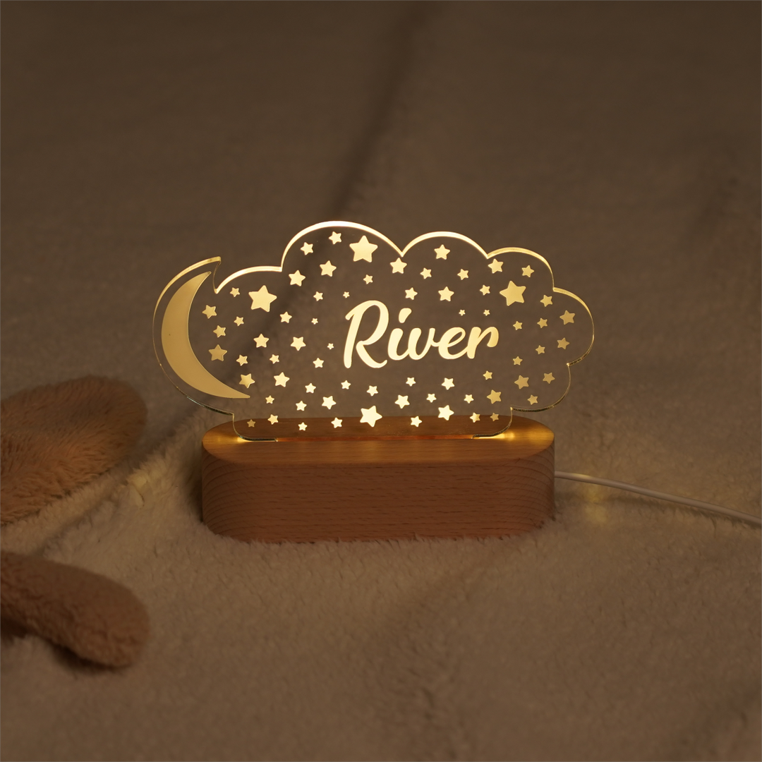 Personalized Night Light with Moon & Stars