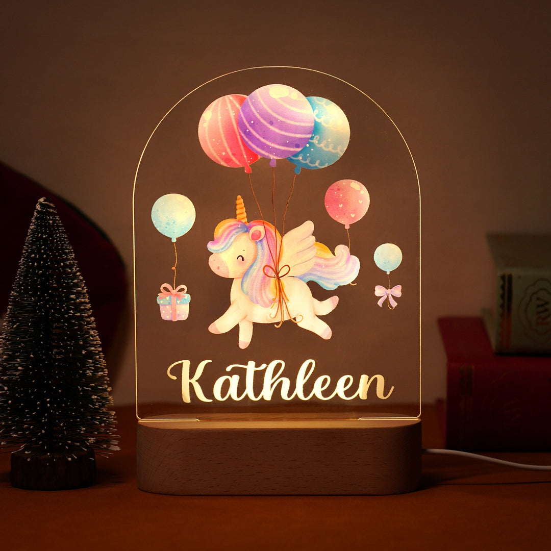 Personalized Rainbow Unicorn  BabyName Night Light