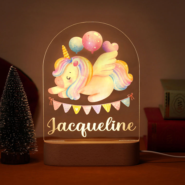 Personalized Rainbow Unicorn  BabyName Night Light