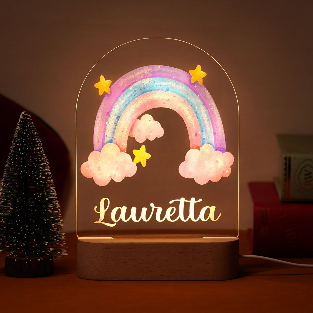 Personalized Rainbow Unicorn  BabyName Night Light