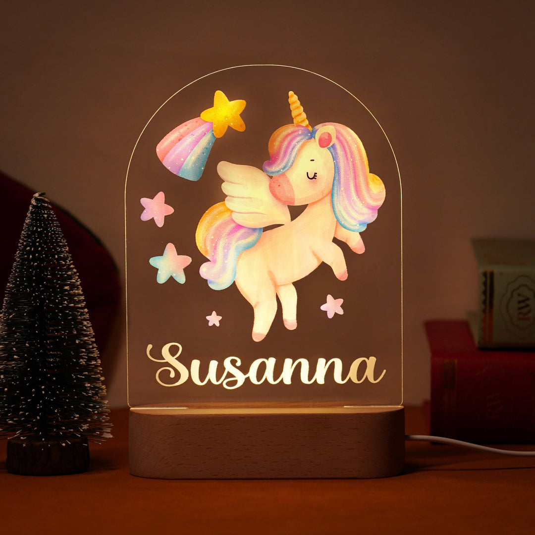 Personalized Rainbow Unicorn  BabyName Night Light