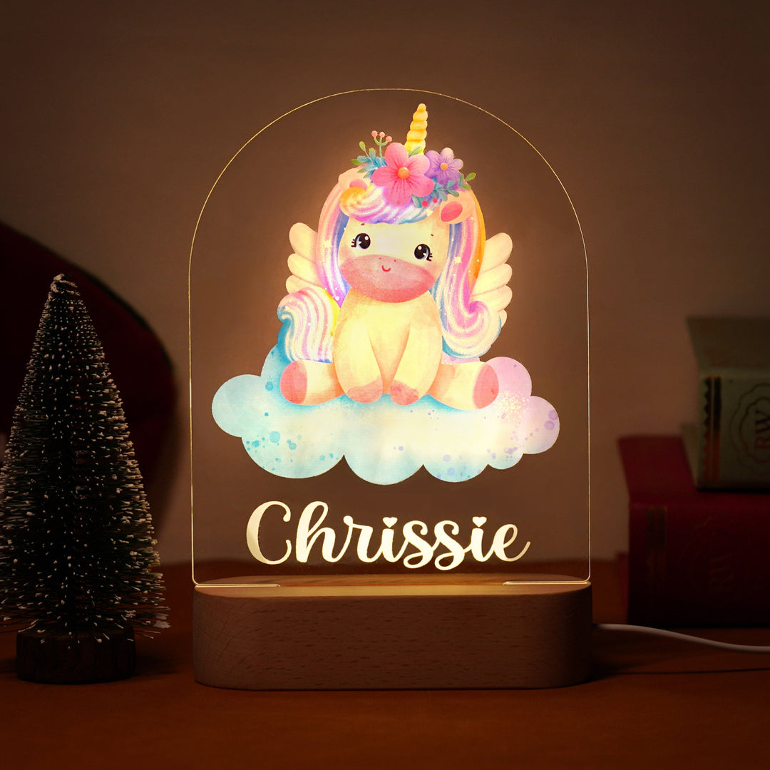 Personalized Rainbow Unicorn  BabyName Night Light