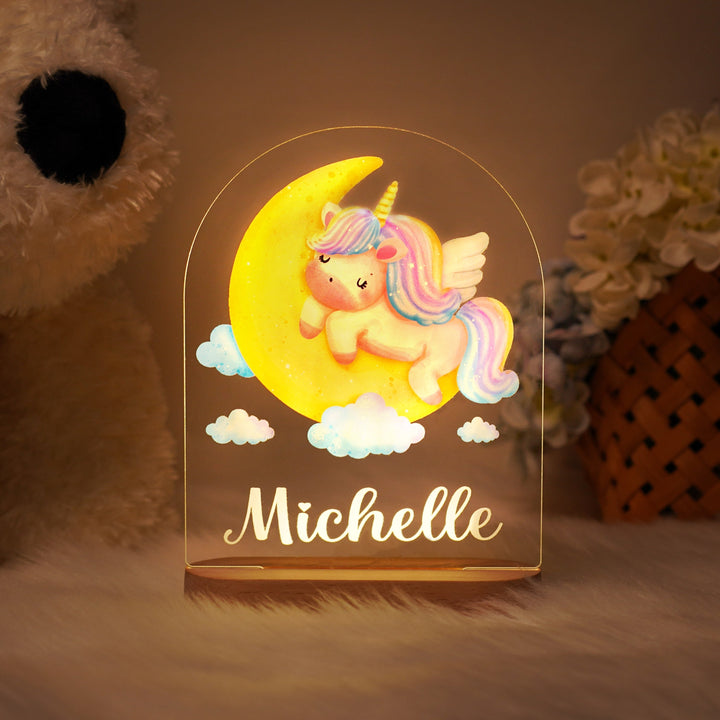 Personalized Rainbow Unicorn  BabyName Night Light