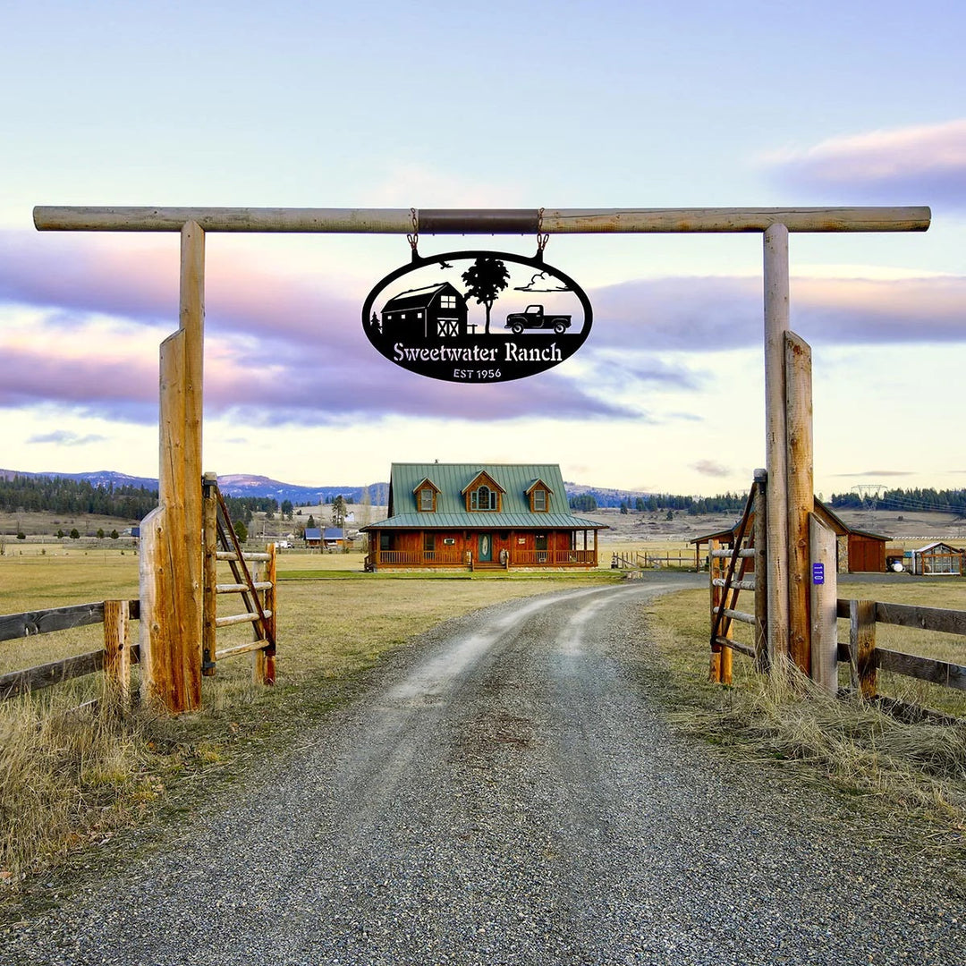 Personalized Farm Entrance Sign – Custom Metal Outdoor Ranch Plaque