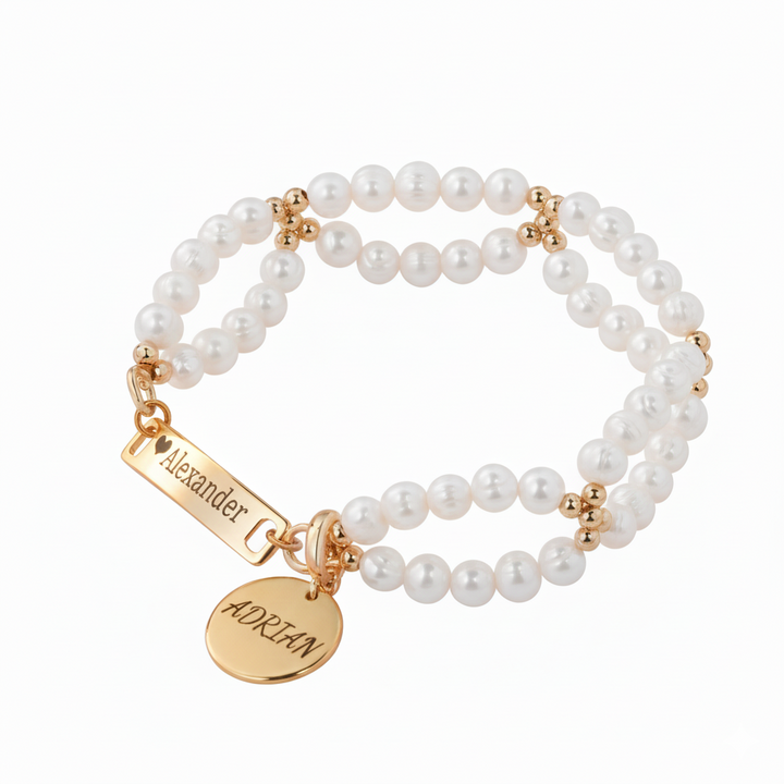 Personalized name AAA white freshwater pearl bracelet