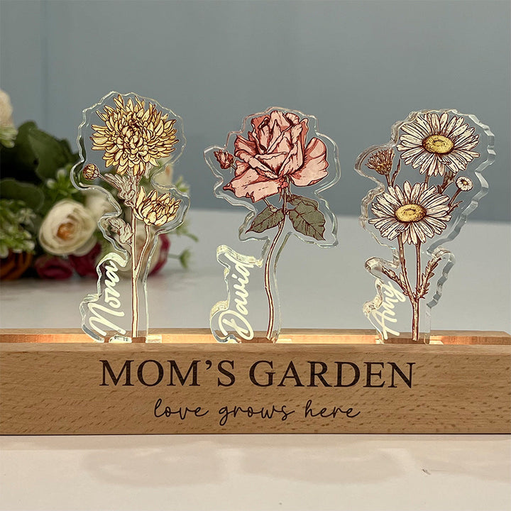 Personalized Birth Flower 3D Crystal Acrylic LED Light