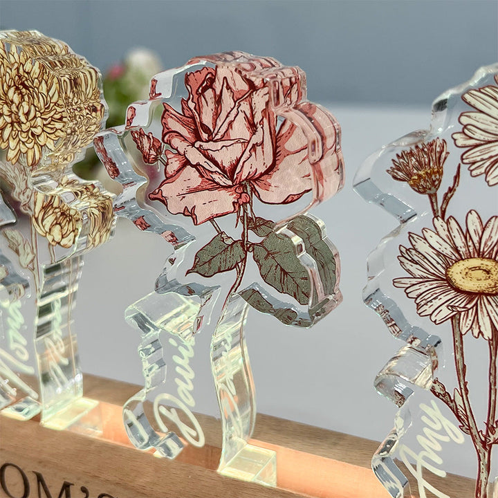 Personalized Birth Flower 3D Crystal Acrylic LED Light
