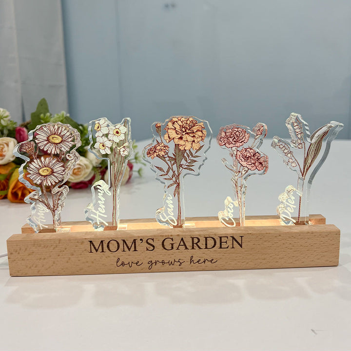 Personalized Birth Flower 3D Crystal Acrylic LED Light