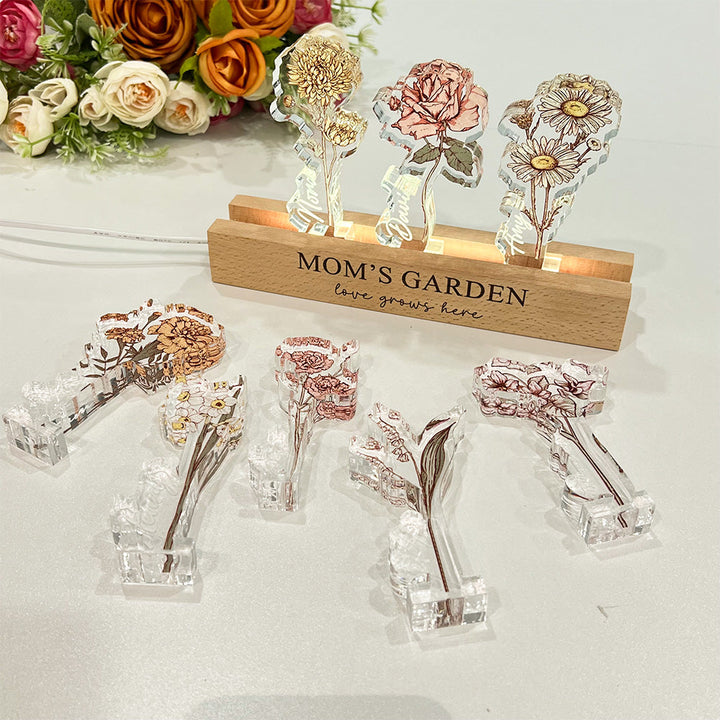 Personalized Birth Flower 3D Crystal Acrylic LED Light