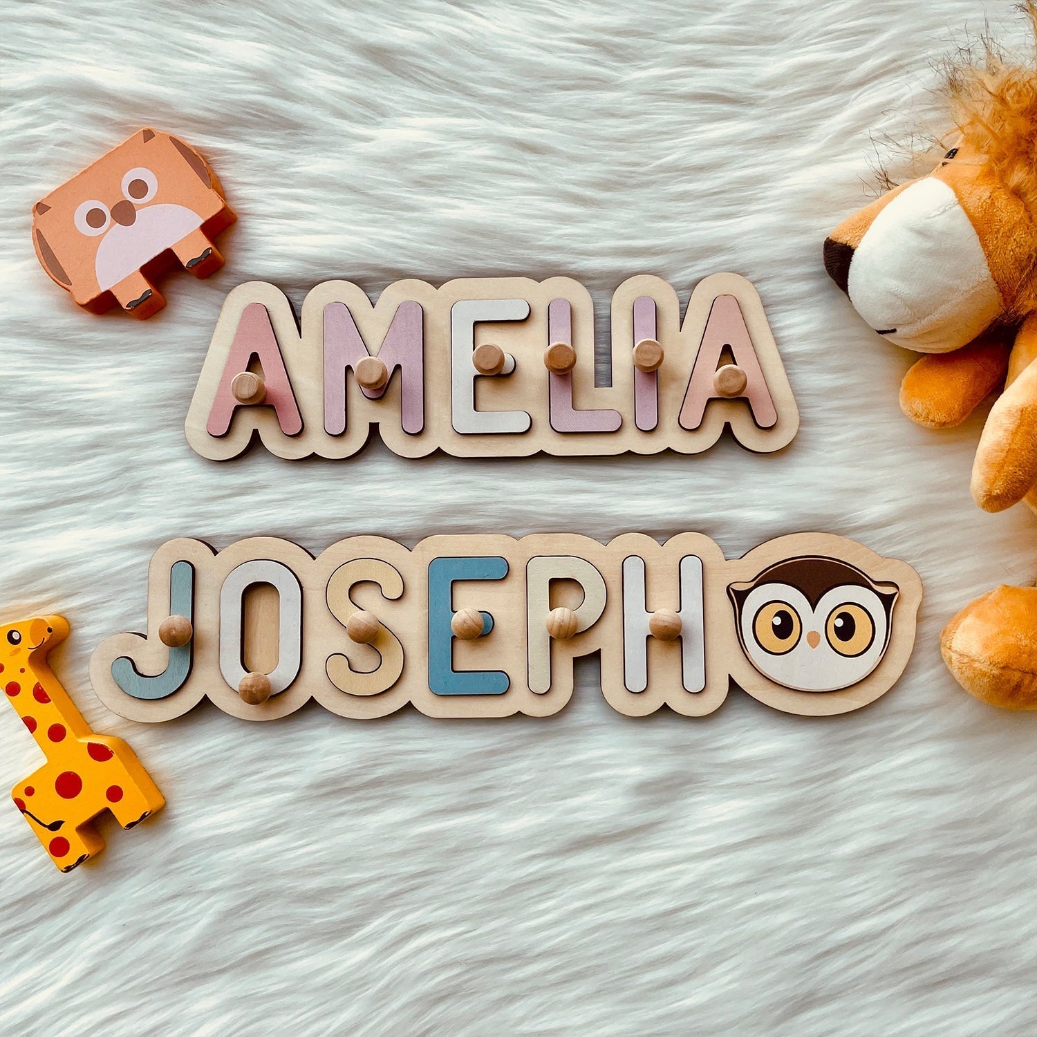 Personalised Wooden Baby Name Puzzle - Outlines