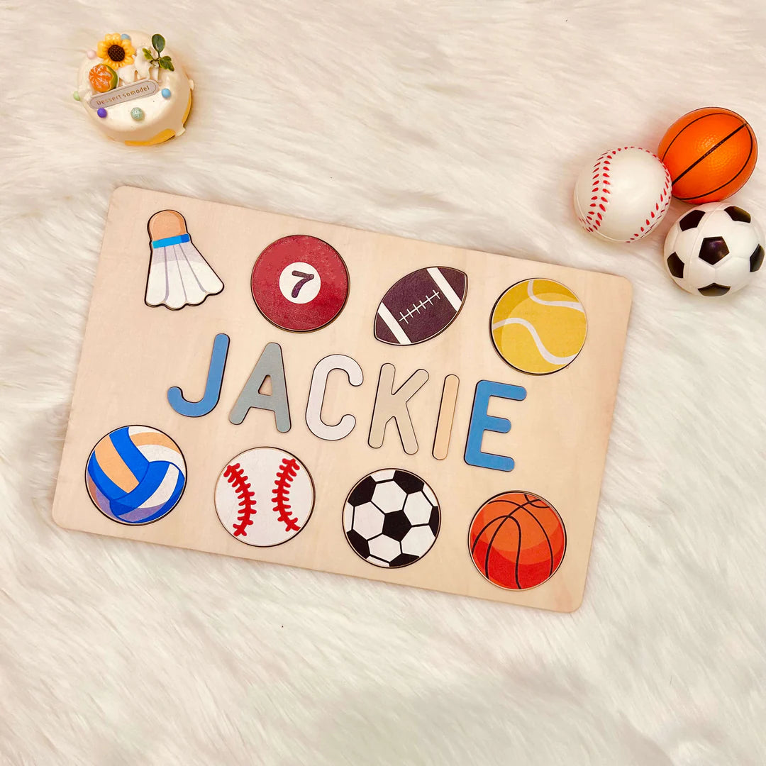 Personalized Wooden Baby Name Puzzle with Balls