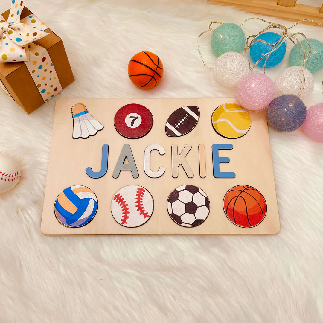 Personalized Wooden Baby Name Puzzle with Balls