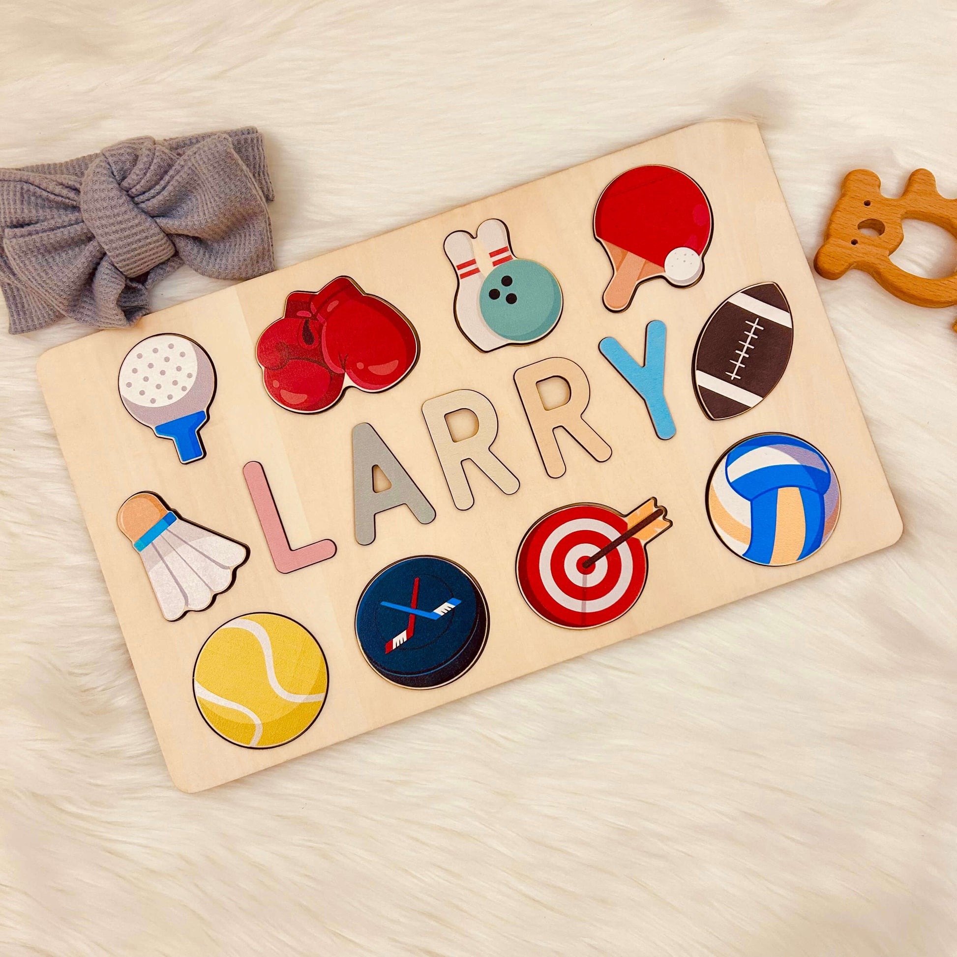 Personalized Wooden Baby Name Puzzle with Balls