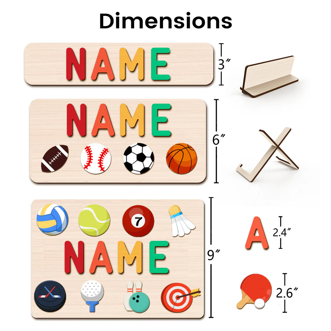 Personalized Wooden Baby Name Puzzle with Balls