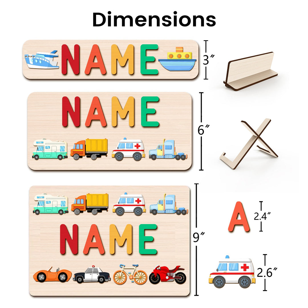 Personalized Wooden Baby Name Puzzle - Traffic