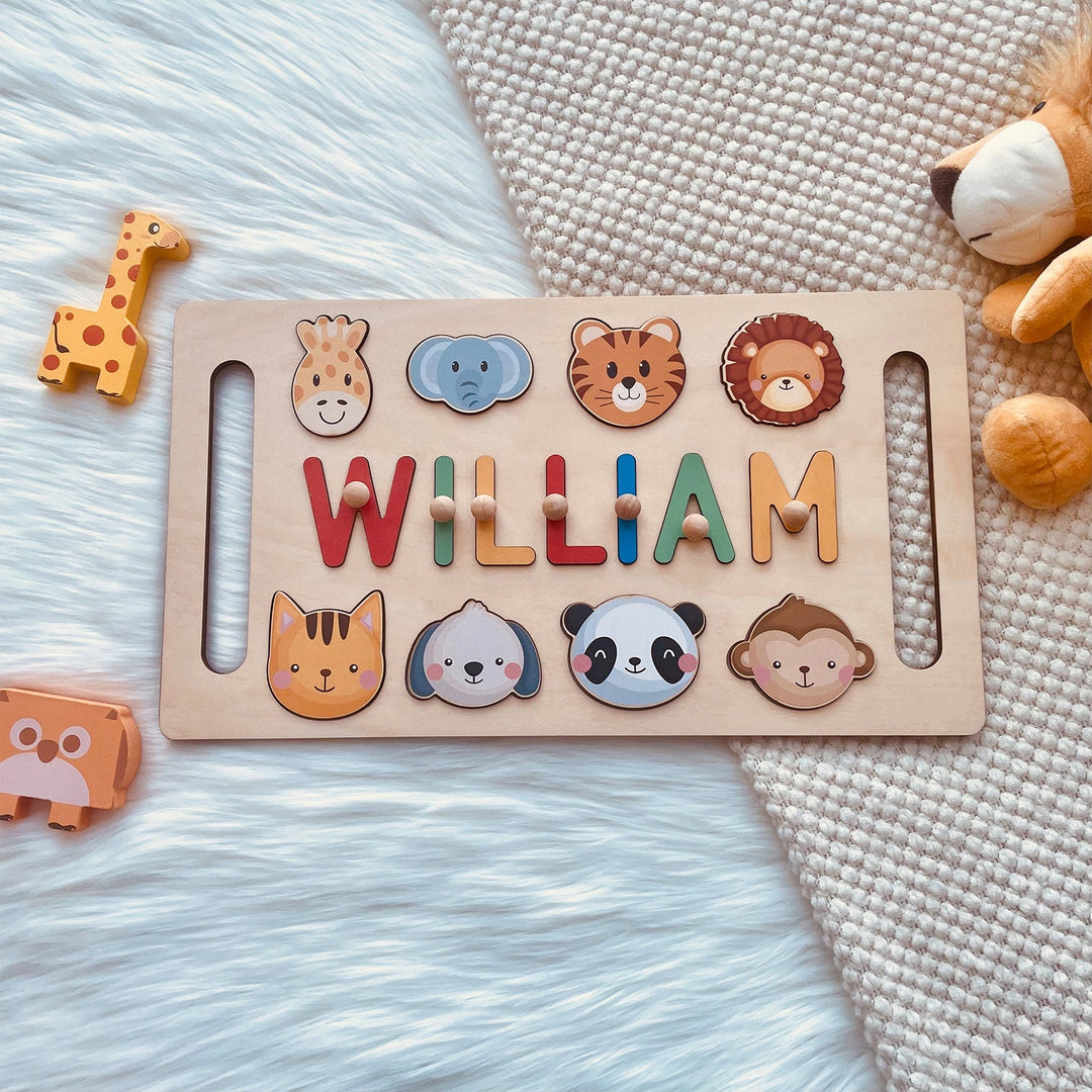 Personalized Wooden Baby Name Puzzle with Handle