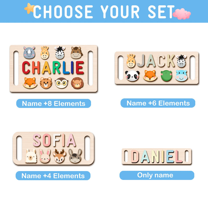 Personalized Wooden Baby Name Puzzle with Handle