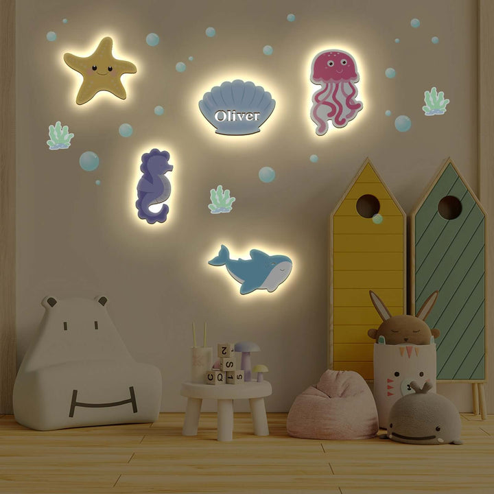 Personalized Wooden Baby's Room Wall Light Set-Marine Theme