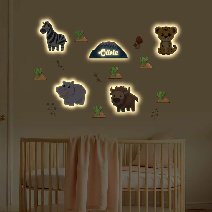 Personalized Wooden Baby's Room Wall Light Set-Grassland Theme