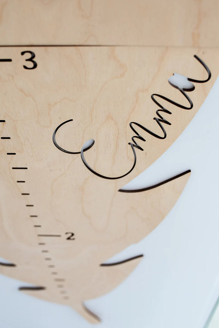 Personalized Wooden Feather Growth Chart Height Ruler