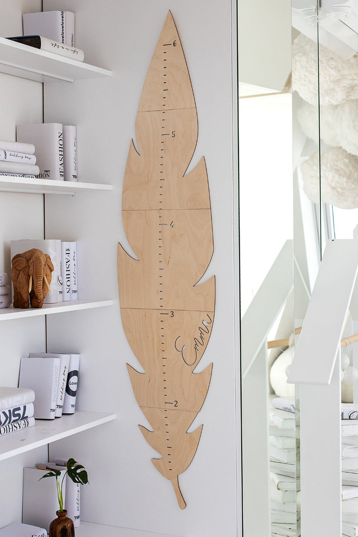 Personalized Wooden Feather Growth Chart Height Ruler