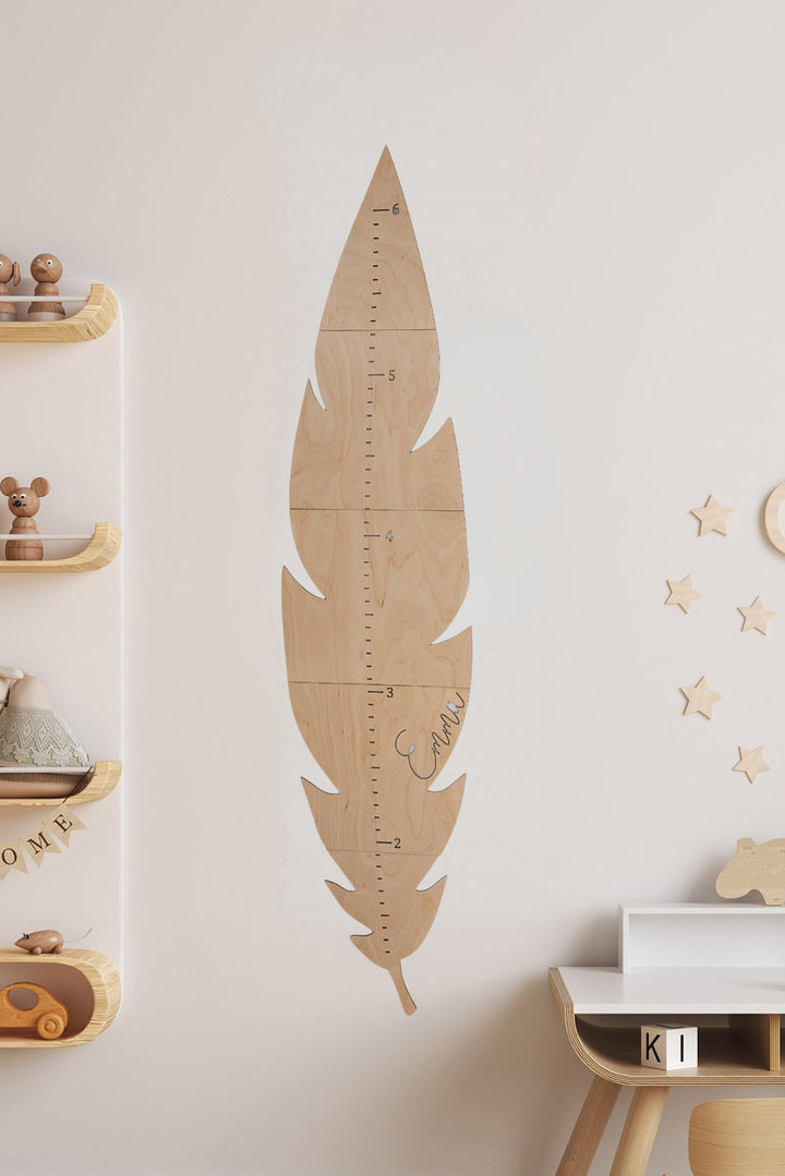 Personalized Wooden Feather Growth Chart Height Ruler