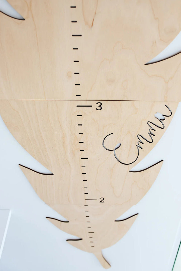 Personalized Wooden Feather Growth Chart Height Ruler