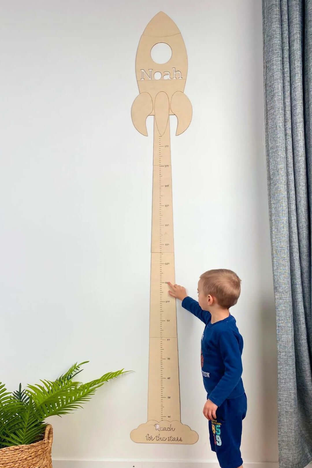 Personalized Wooden Rocket Growth Chart Nursery Decor