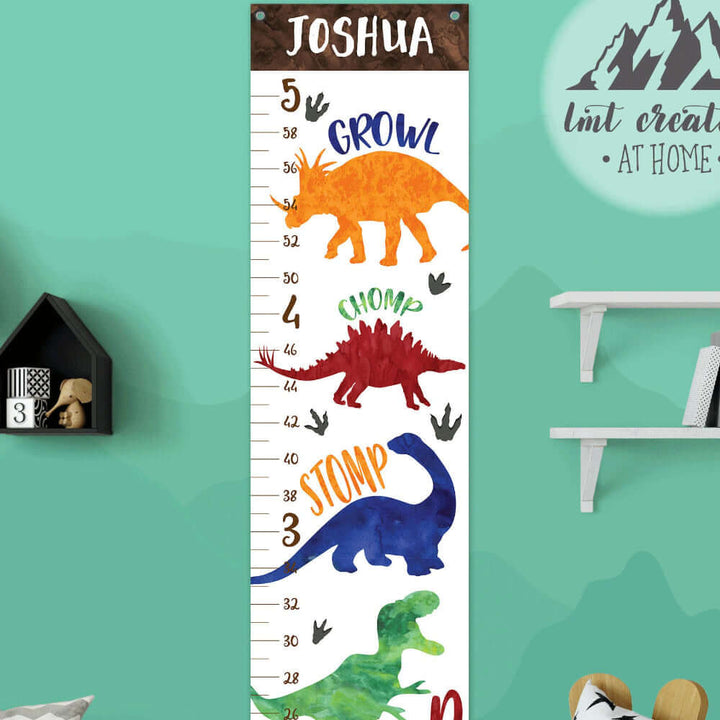 Personalized Dinosaur Hanging Canvas Height Ruler
