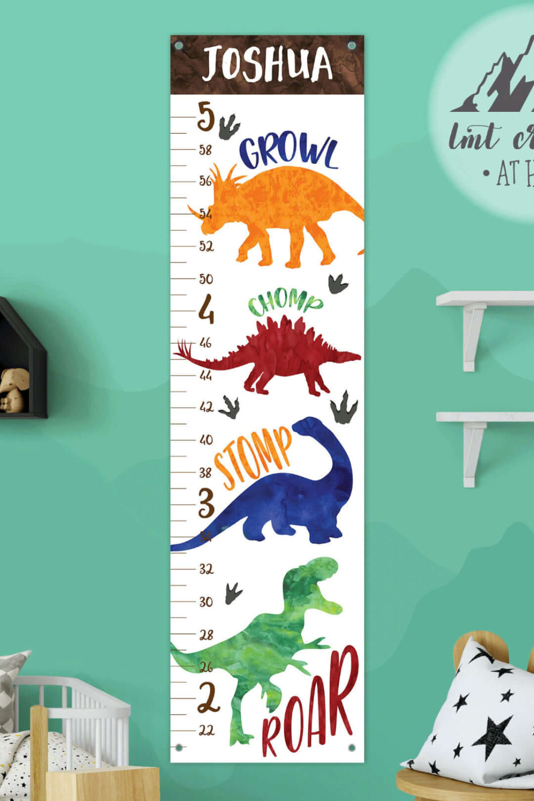 Personalized Dinosaur Hanging Canvas Height Ruler