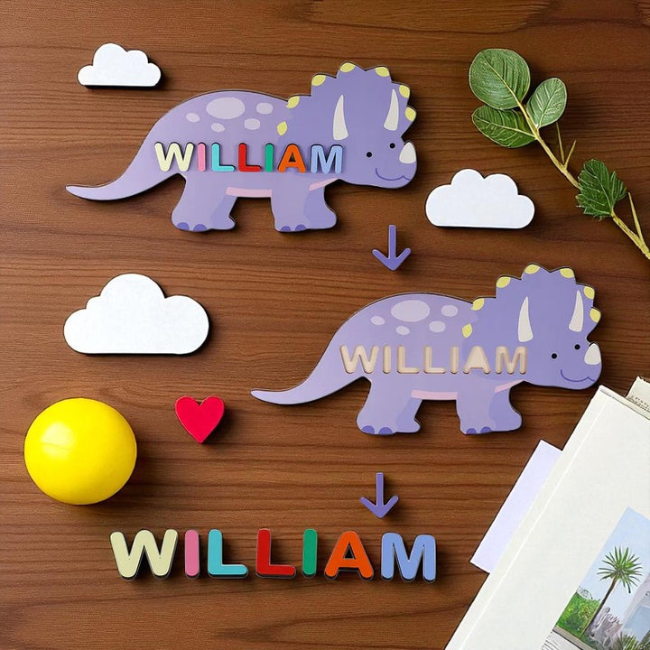 Personalized Cartoon Baby Name Puzzle – Cute Wooden Gift for Toddlers