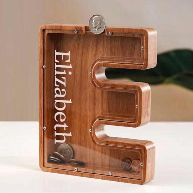 Wooden Letter Piggy Bank For Kids