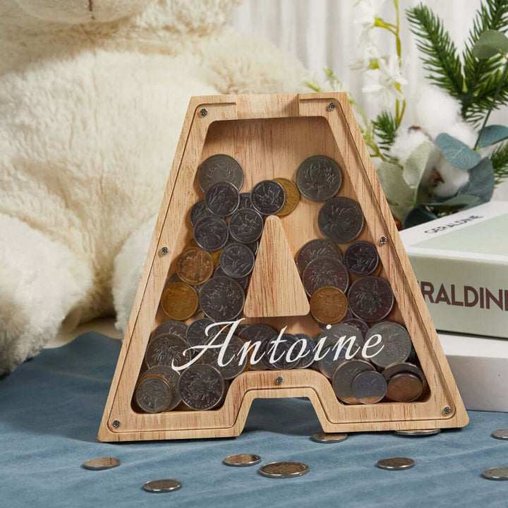 Custom Wooden Letter Piggy Bank For Kids