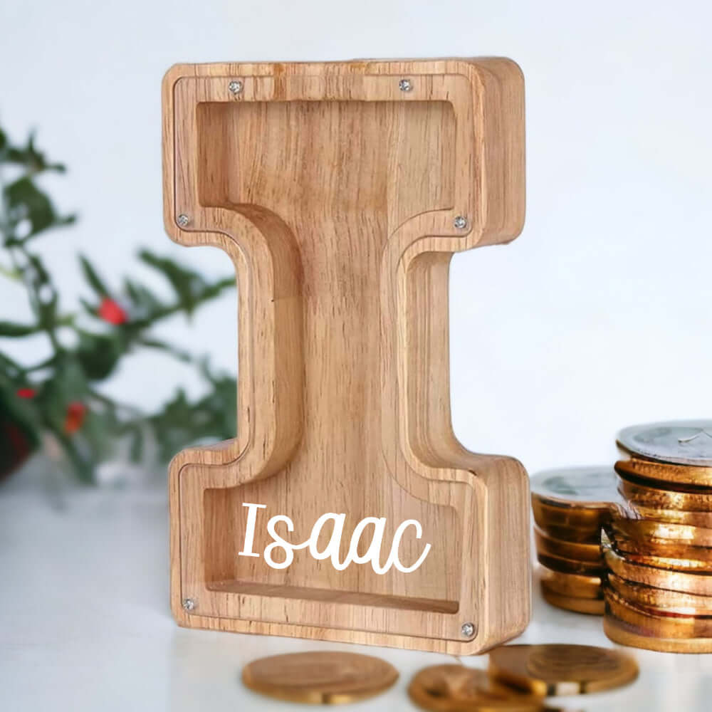 Personalized Wooden Letter Piggy Bank