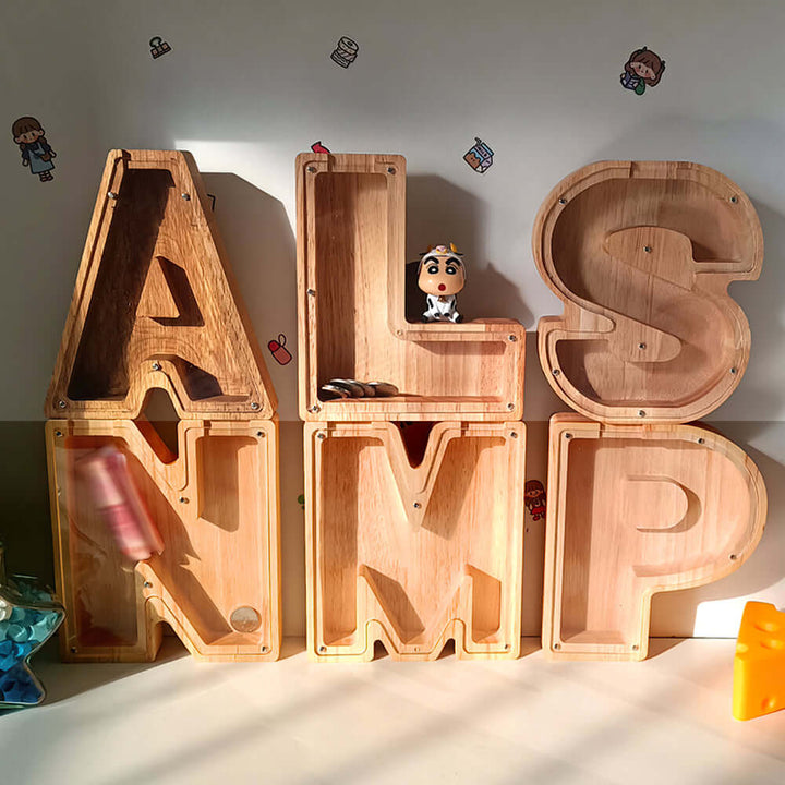 Personalized Wooden Letter Piggy Bank - Baby Gift