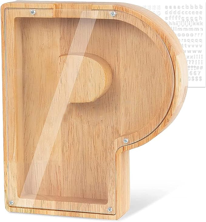 Personalized Wooden Letter Piggy Bank For Kids