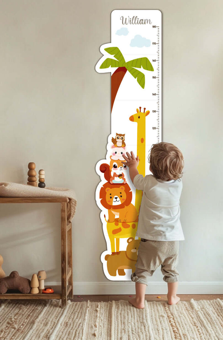 Personalized Wooden Cute Animals Growth Chart Ruler