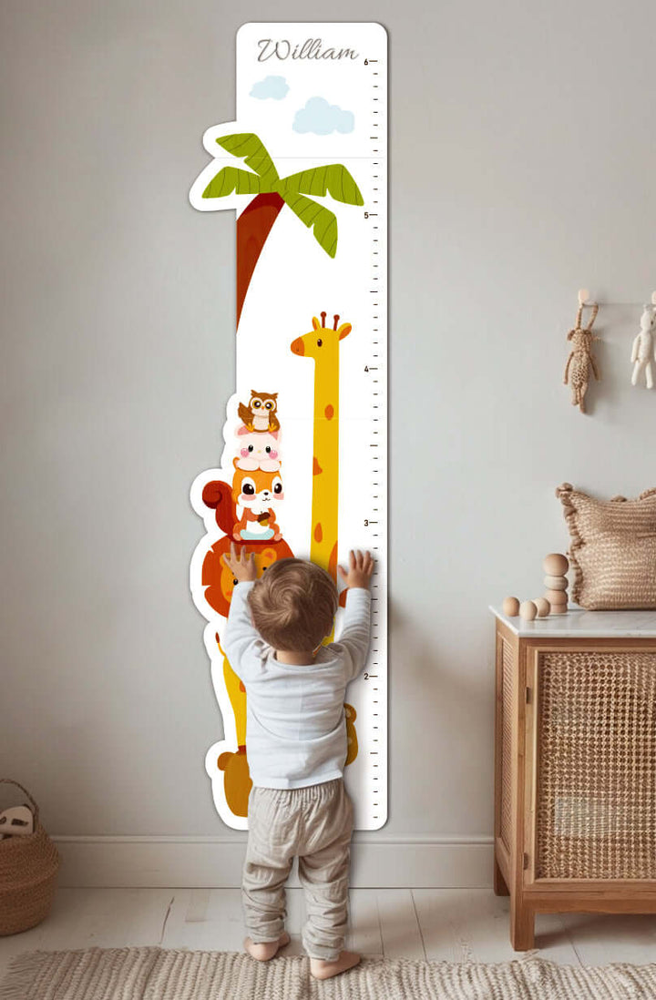 Personalized Wooden Cute Animals Growth Chart Ruler