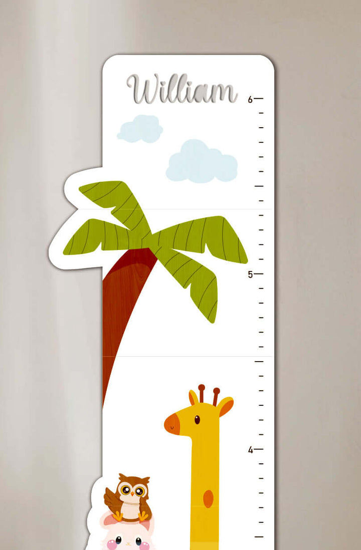 Personalized Wooden Cute Animals Growth Chart Ruler