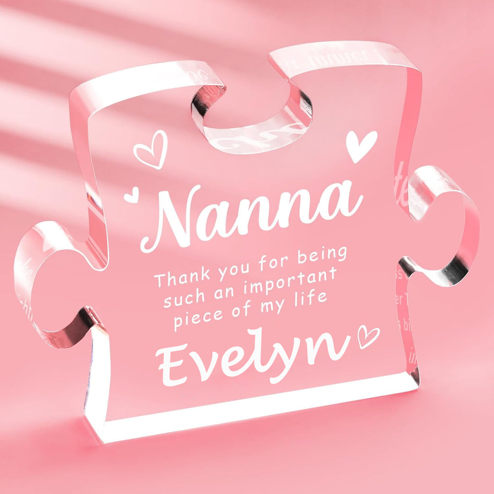 Personalized Acrylic Puzzle Plaque Beautiful Desk Decor Presents for Nanna