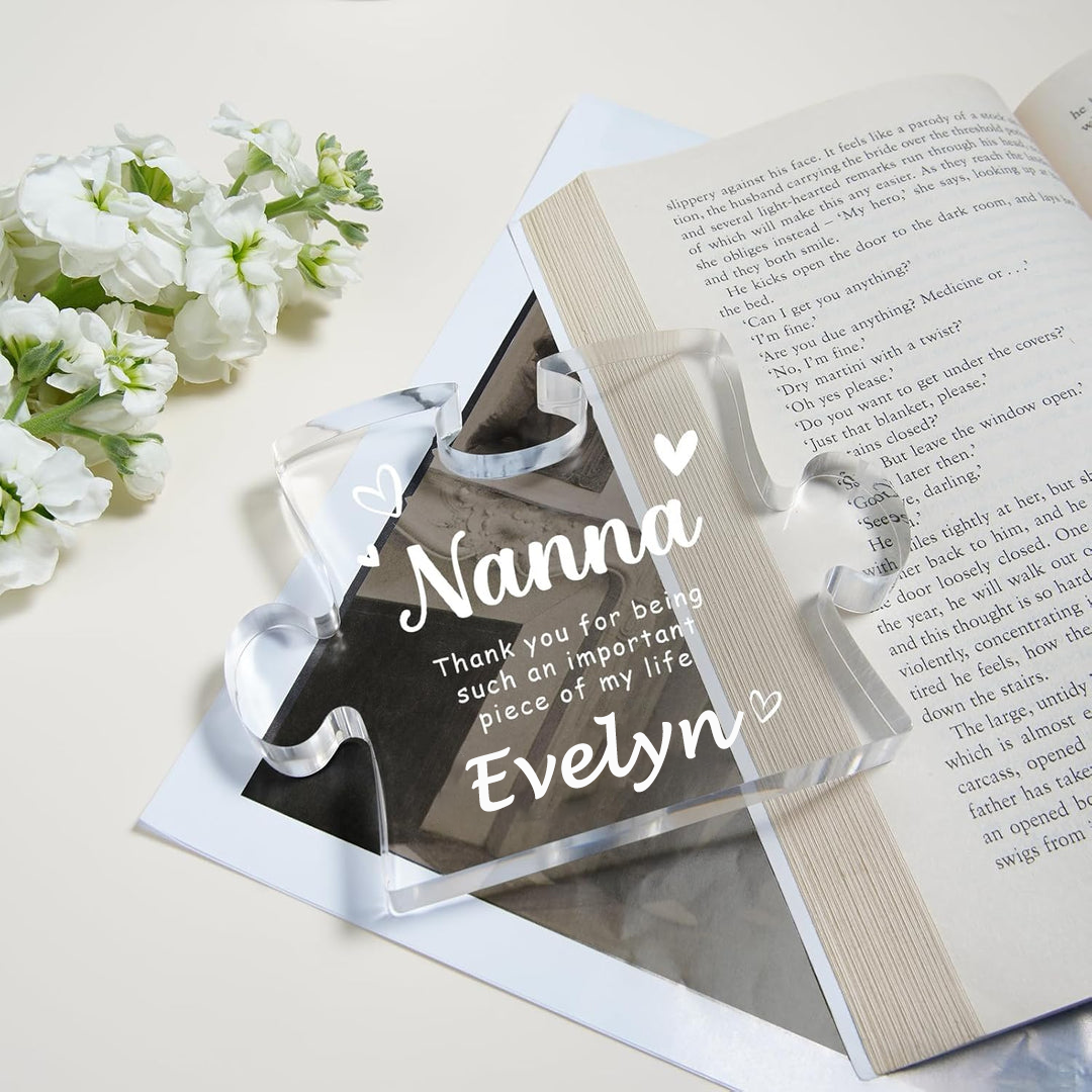 Personalized Acrylic Puzzle Plaque Beautiful Desk Decor Presents for Nanna