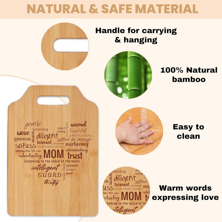 Personalized Heart Shape Bamboo Wood Cutting Board Gifts for Mom