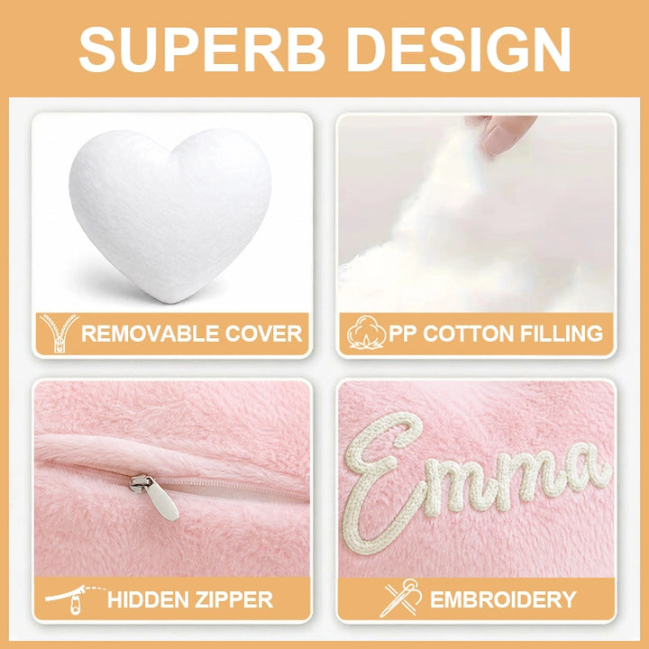 Personalized Heart Pillow with Names 2pcs