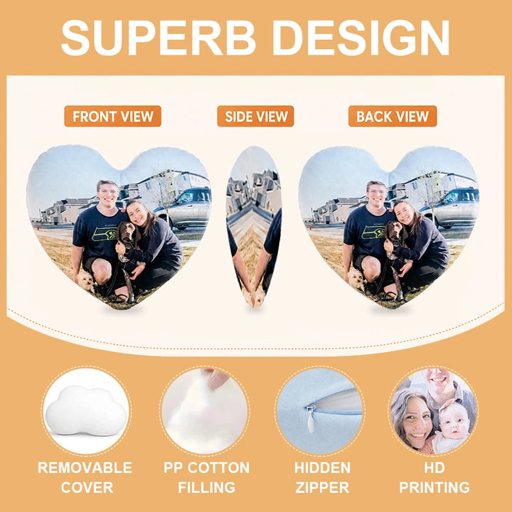 Personalized Photo Heart Pillow Custom Plush Keepsake