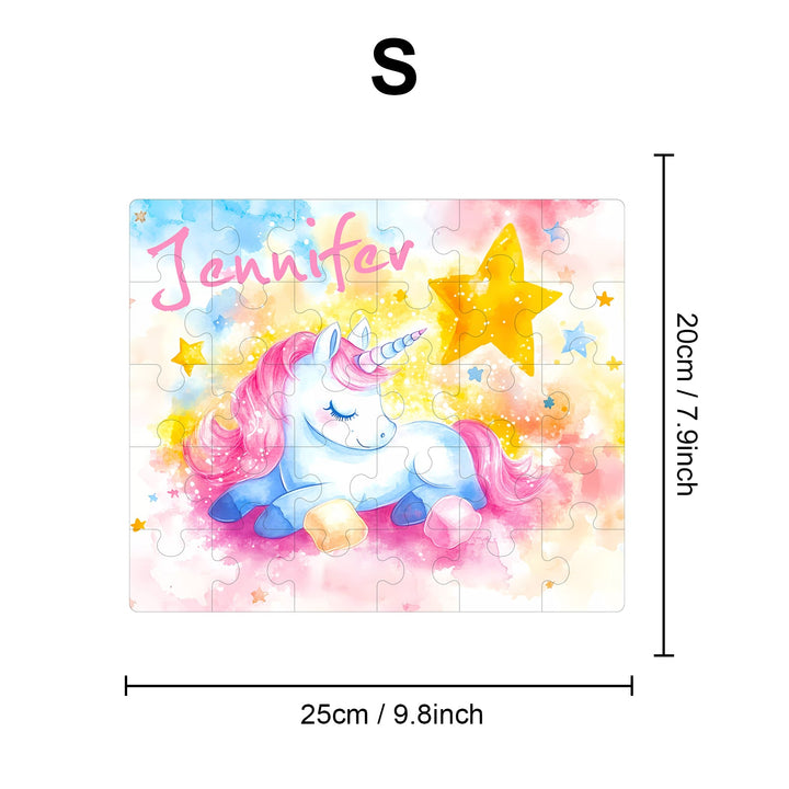 Personalized Sleeping Unicorn Name Puzzle – Custom Wooden Puzzle for Girls