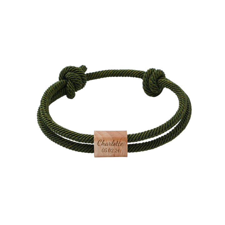 Personalized Family Wooden Milanese Cord Bracelet