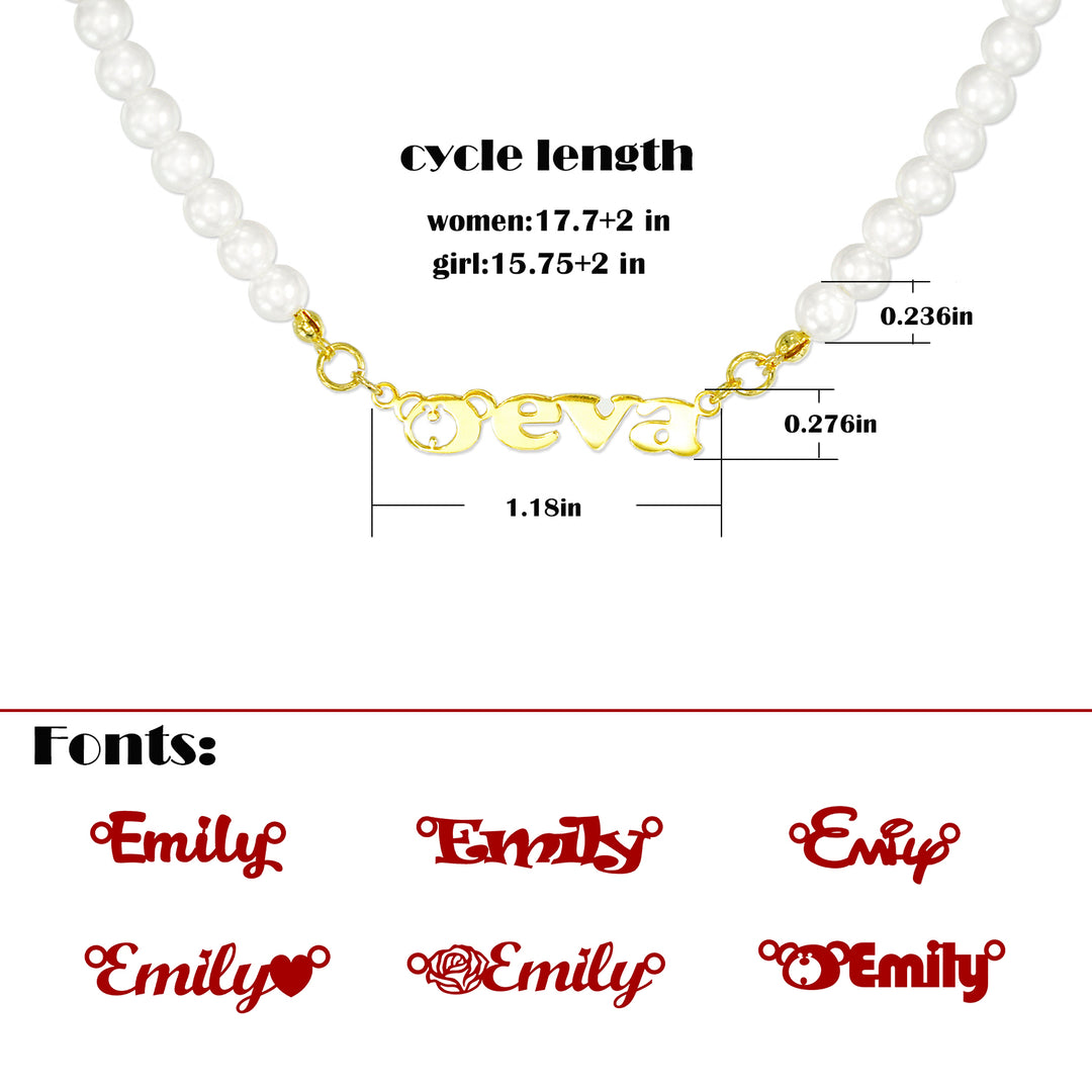 Personalized women's name custom pearl necklace